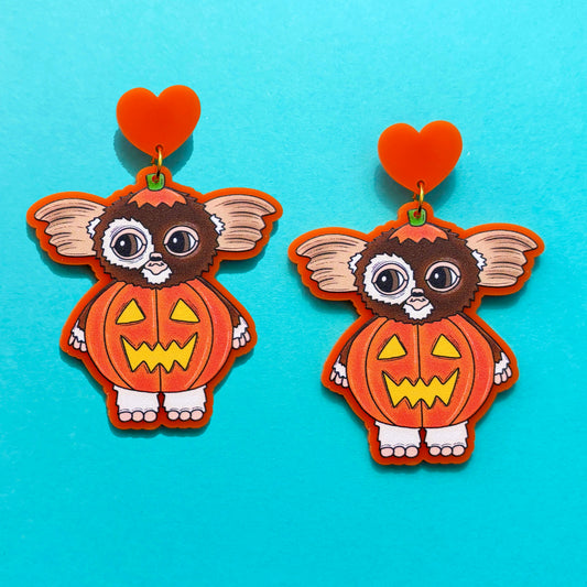 Pumpkin Gremlin Drop Earrings