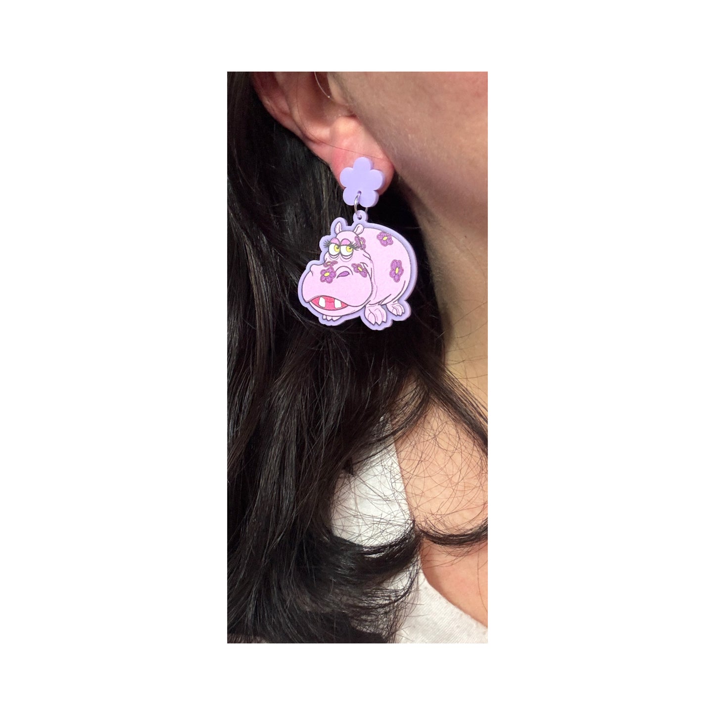 Lavender Hippo Drop Earrings