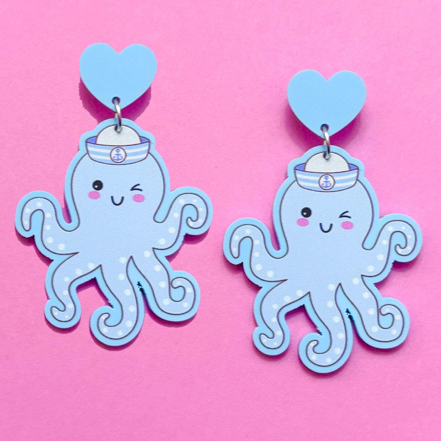 Nautical Pastel Octopus Drop Earrings