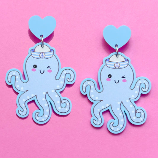 Nautical Pastel Octopus Drop Earrings