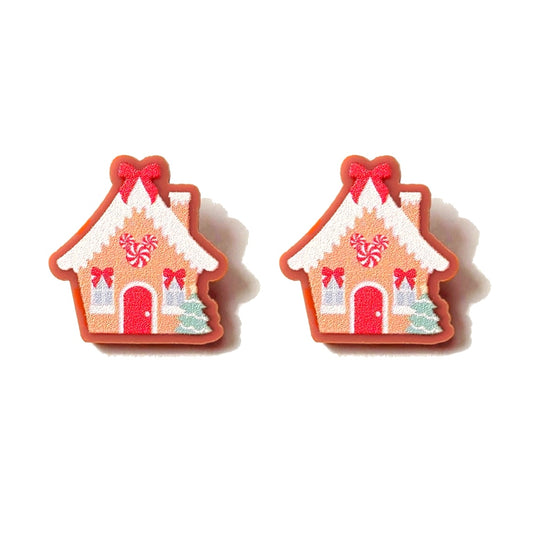 Coquette Mouse Gingerbread House Post Earrings