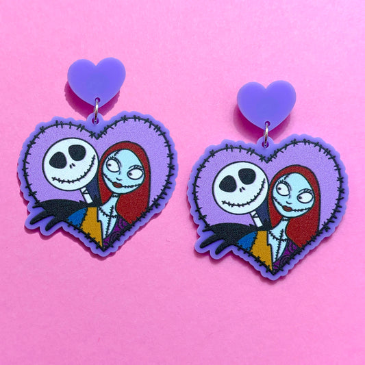 Pastel Jack & Sally Heart Drop Earrings
