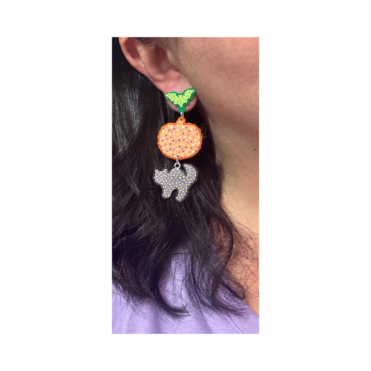 Spooky Circus Animal Cookies Tiered Drop Earrings