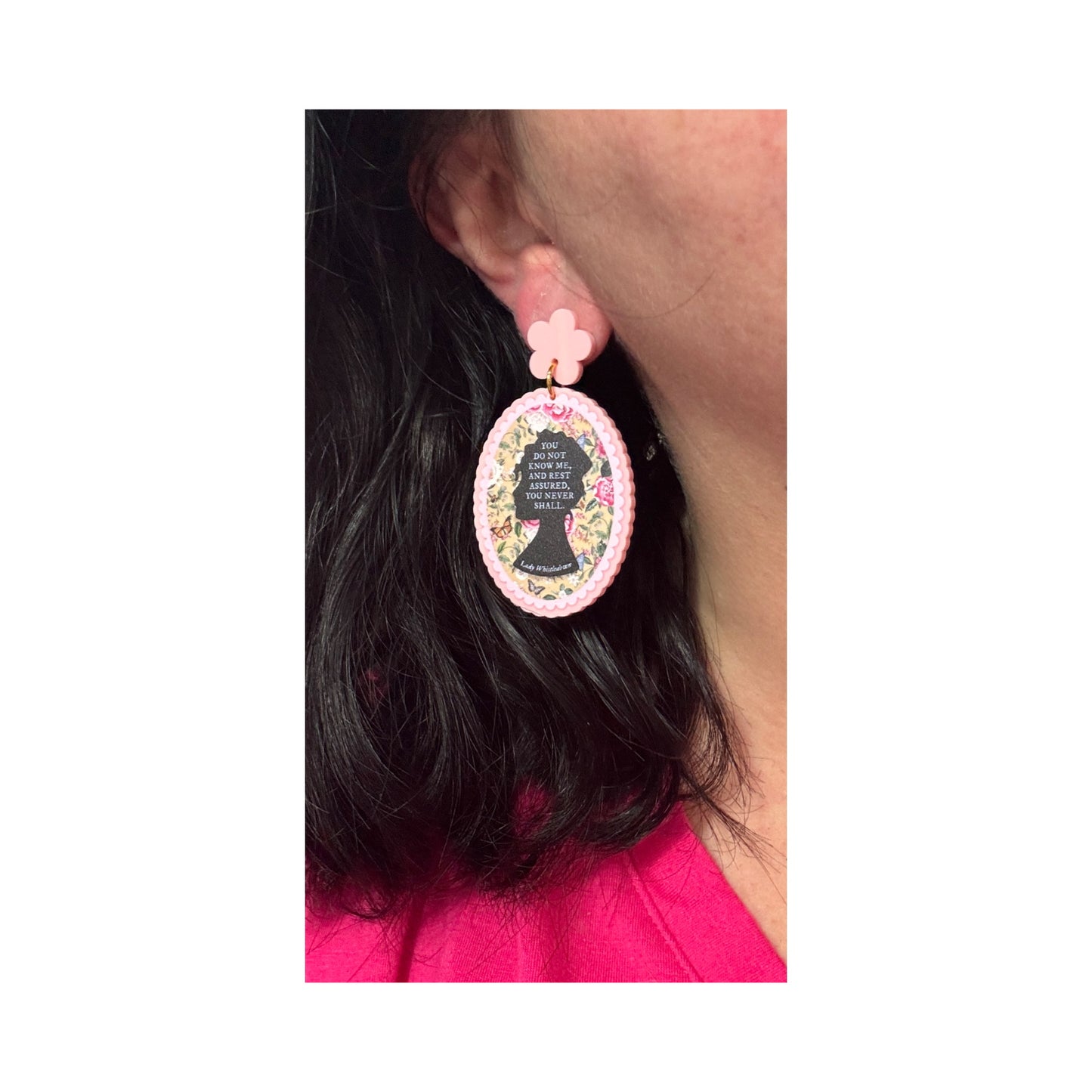 Lady Whistledown Inspired Acrylic Drop Earrings