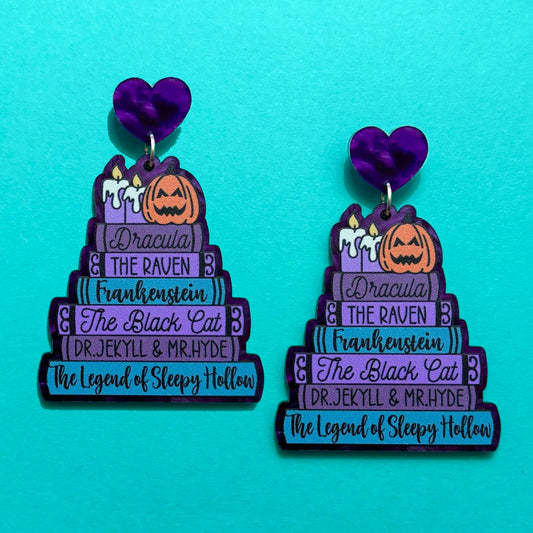 Gothic Lit Bookstack Drop Earrings