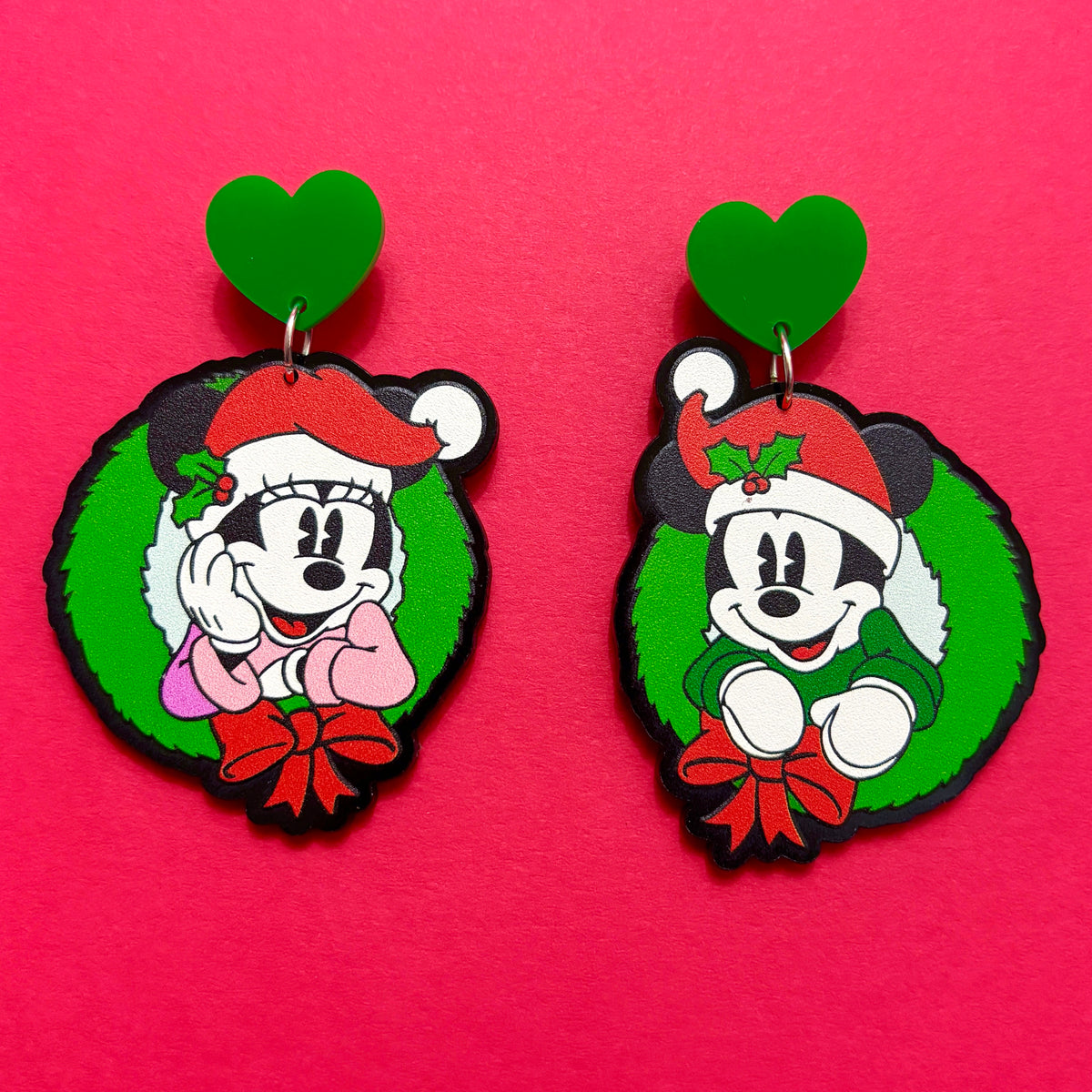 Mouse Couple Wreath Drop Earrings
