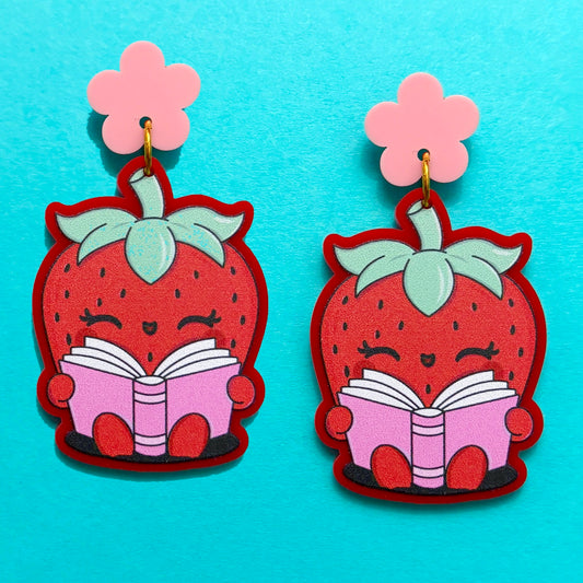 Bookish Strawberry Drop Earrings