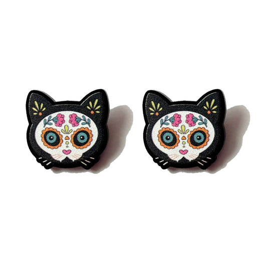 Calavera Kitty Post Earrings