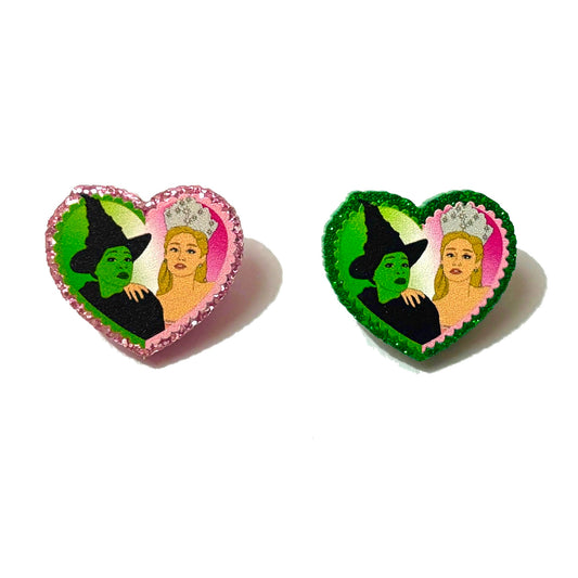 Elphie & Glinda Heart Sparkle Post Earrings