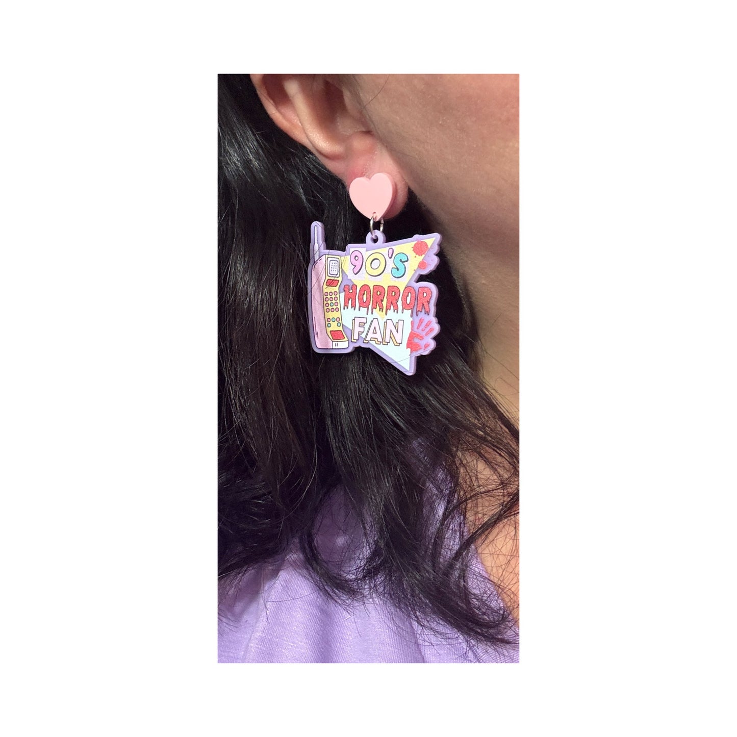 90s Horror Fan Drop Earrings