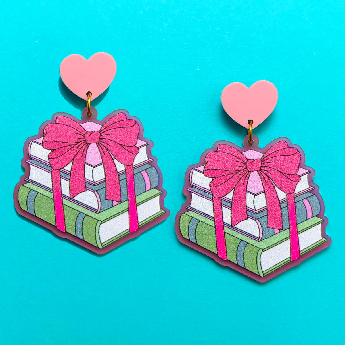 Holiday Bow Bookstack Drop Earrings