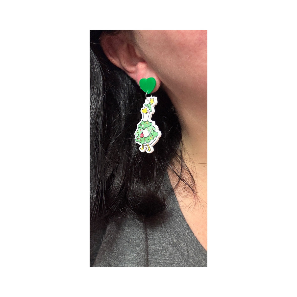 Silly Goose Christmas Tree Drop Earrings