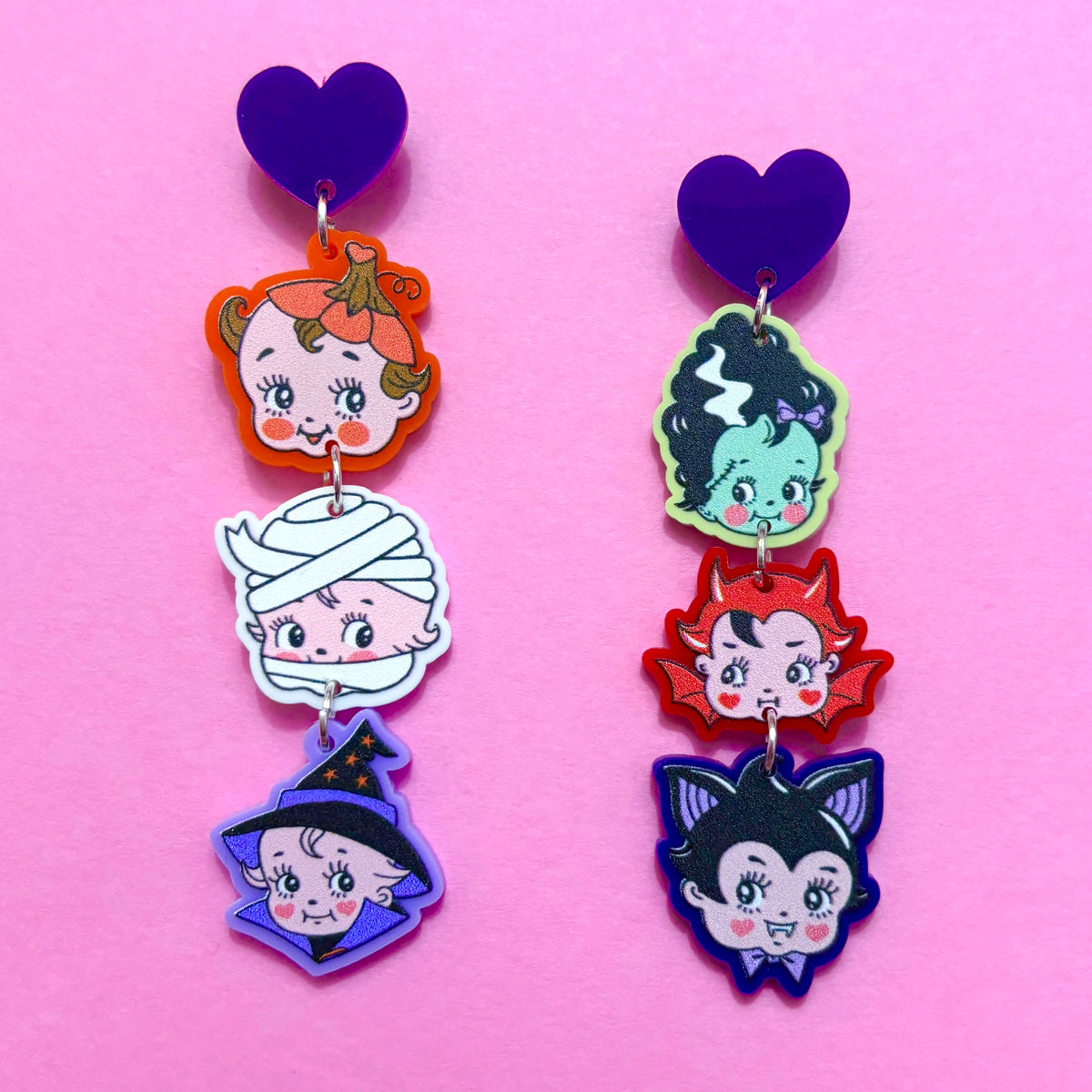 Spooky Cutie Dolls Tiered Drop Earrings