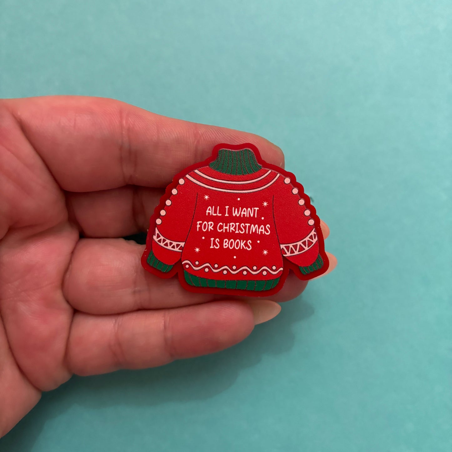 Bookmas Christmas Sweater Pin