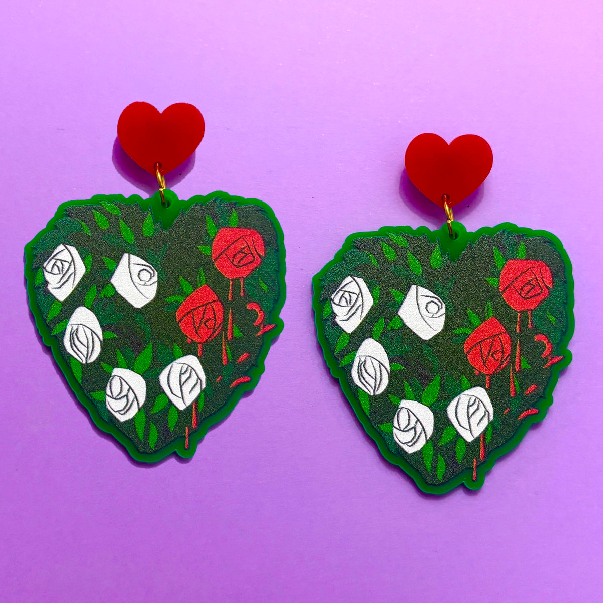 Paint The Roses Red Drop Earrings