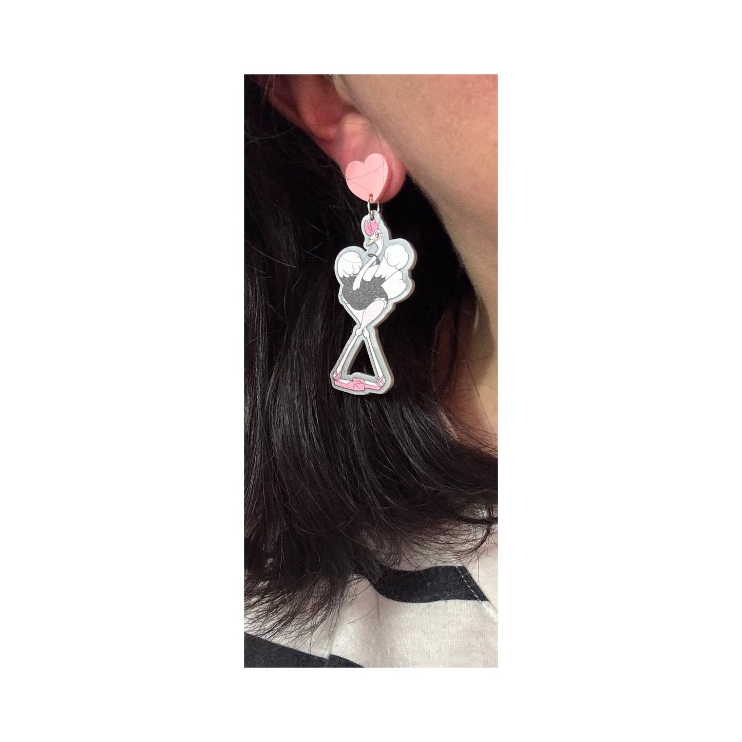 Ostrich Ballerina Drop Earrings