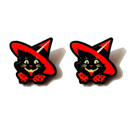 Retro Witchy Cat Post Earrings