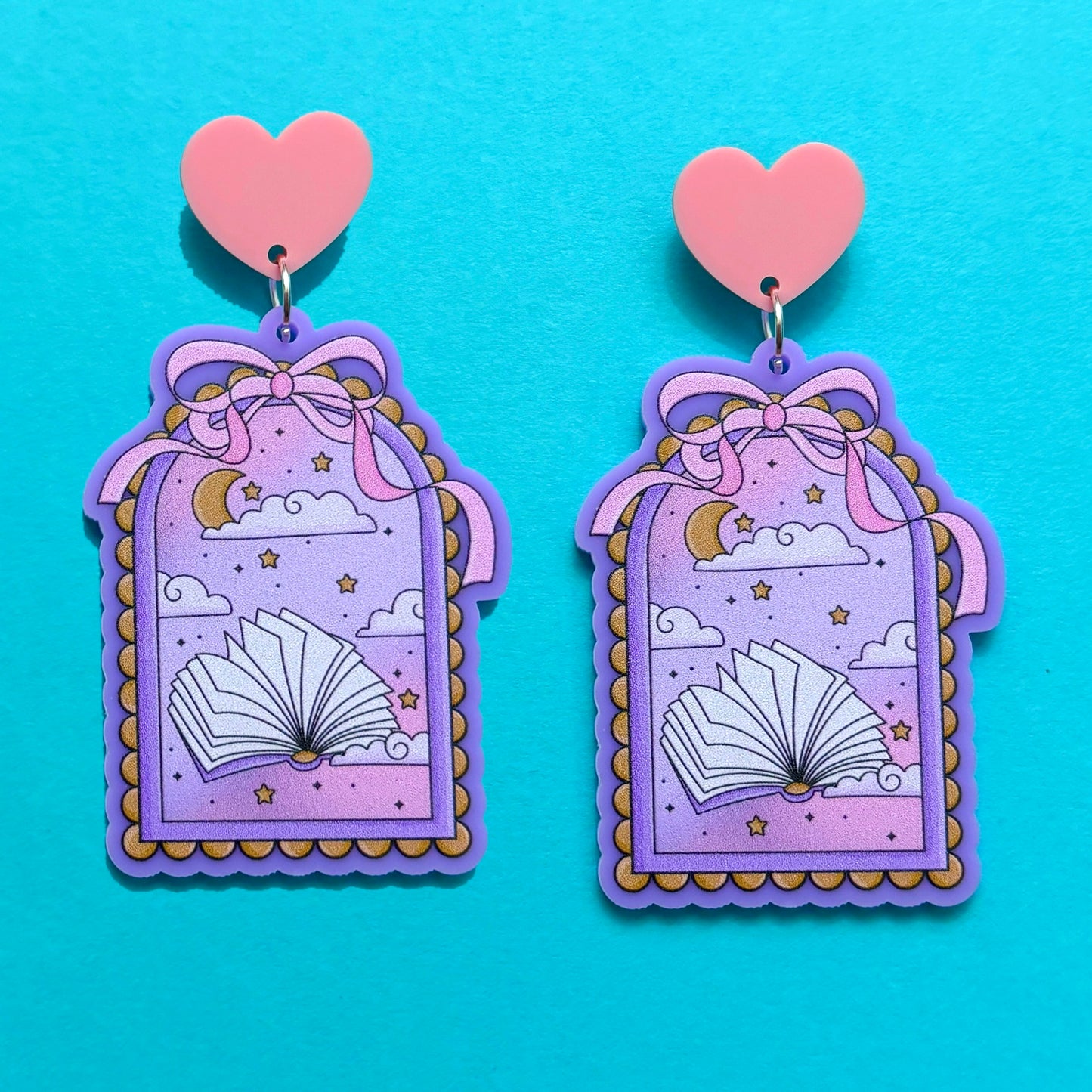 Pastel Bookish Window Drop Earrings