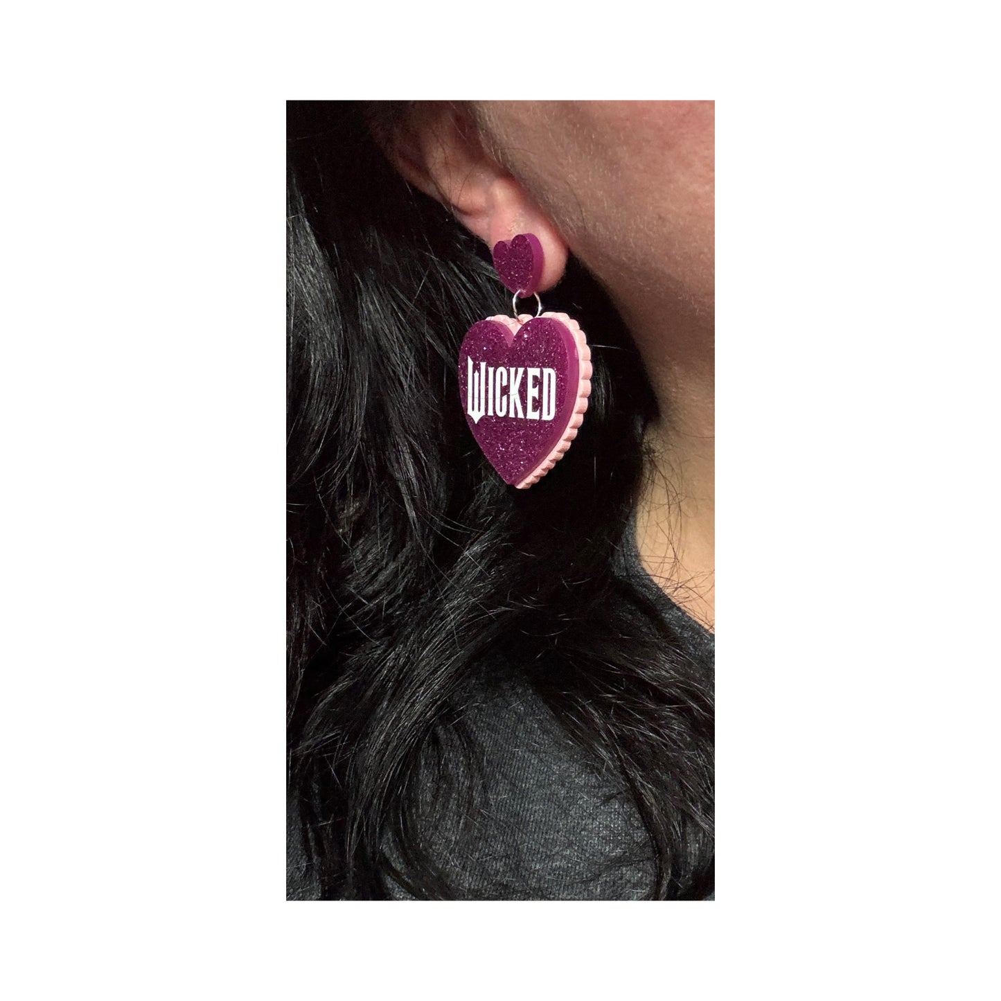 Wicked Sparkle Heart Drop Earrings