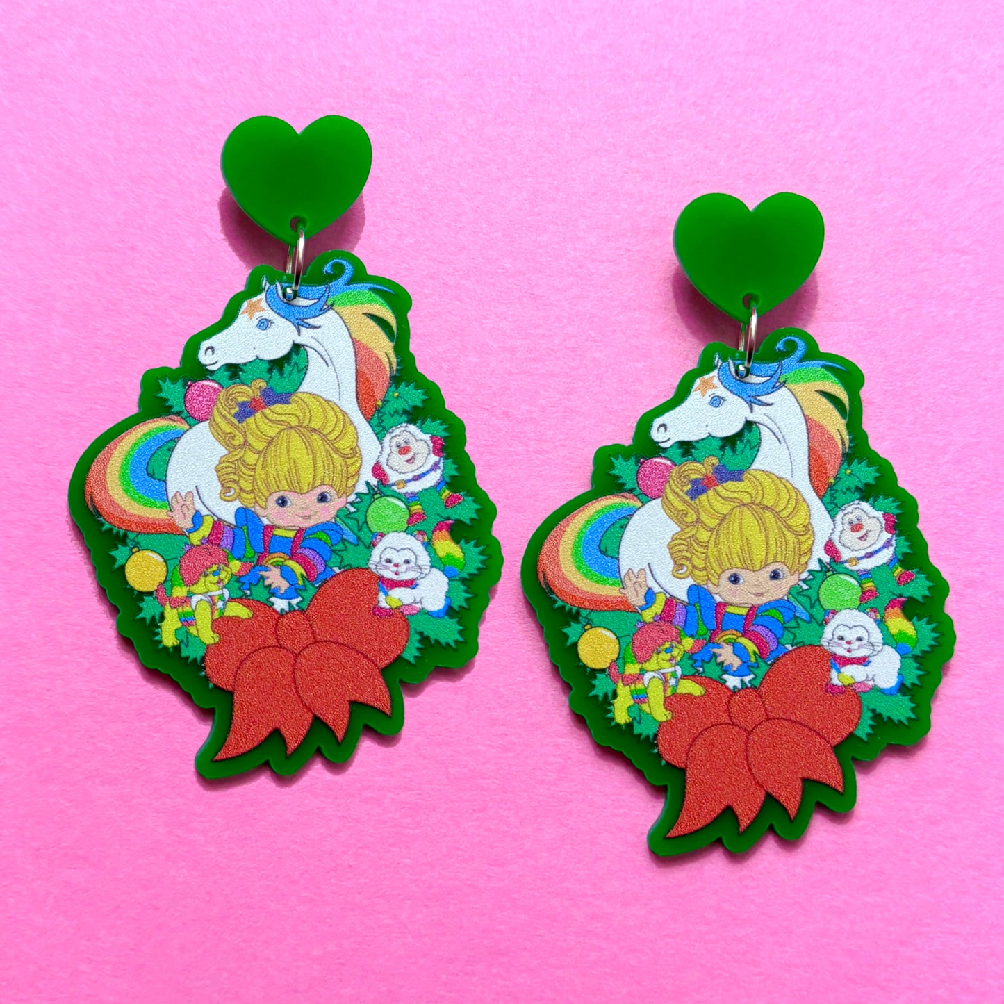 Rainbow Girl & Friends Wreath Drop Earrings