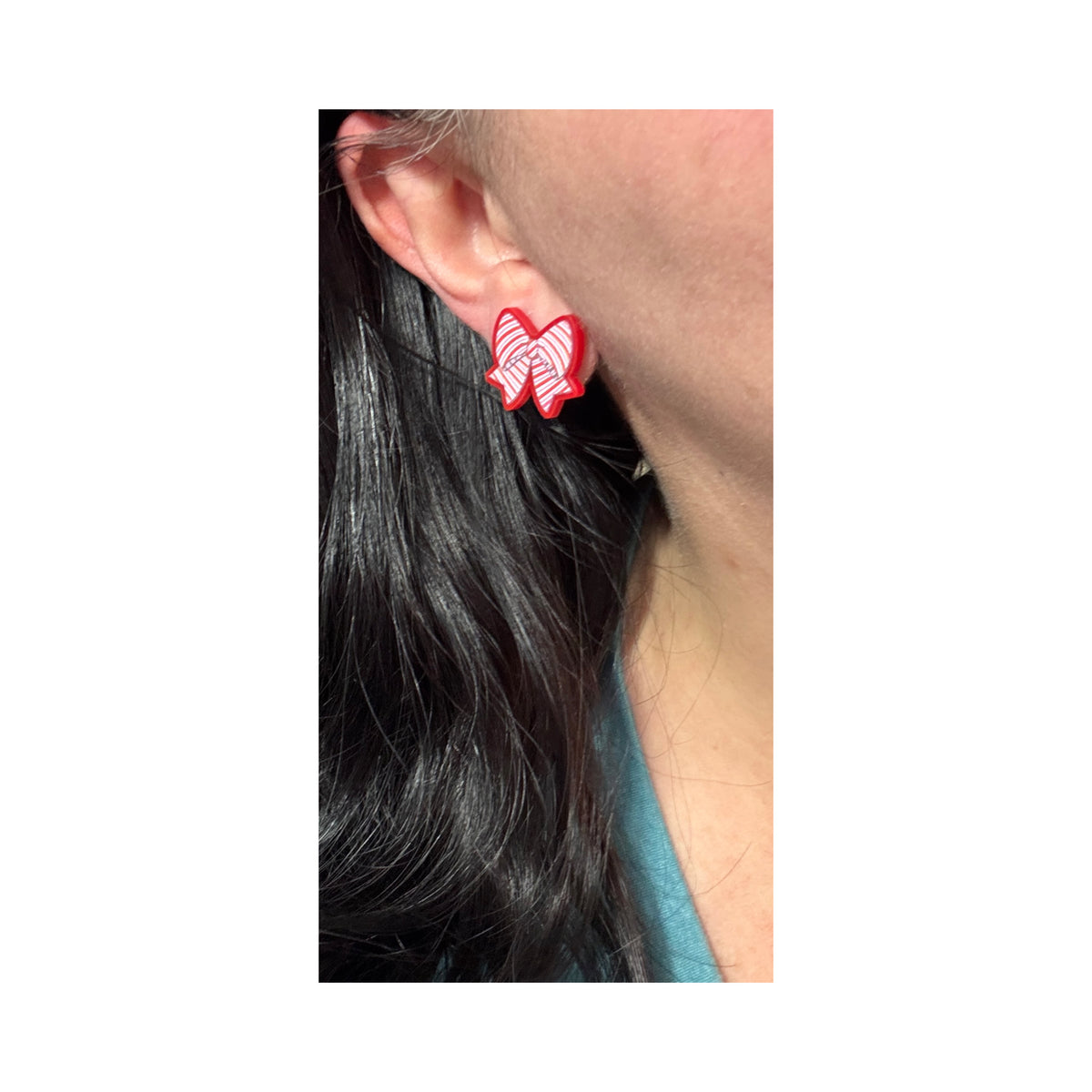 Festive Striped Bow Post Earrings