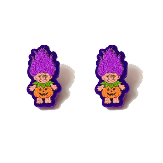 Pumpkin Troll Post Earrings