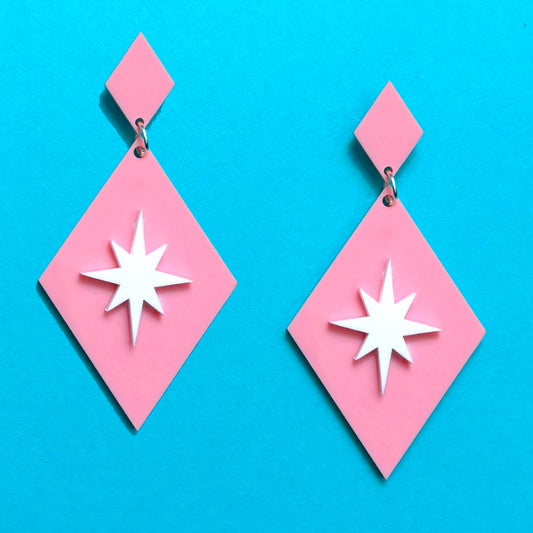 Light Pink Retro Twinkle Drop Earrings