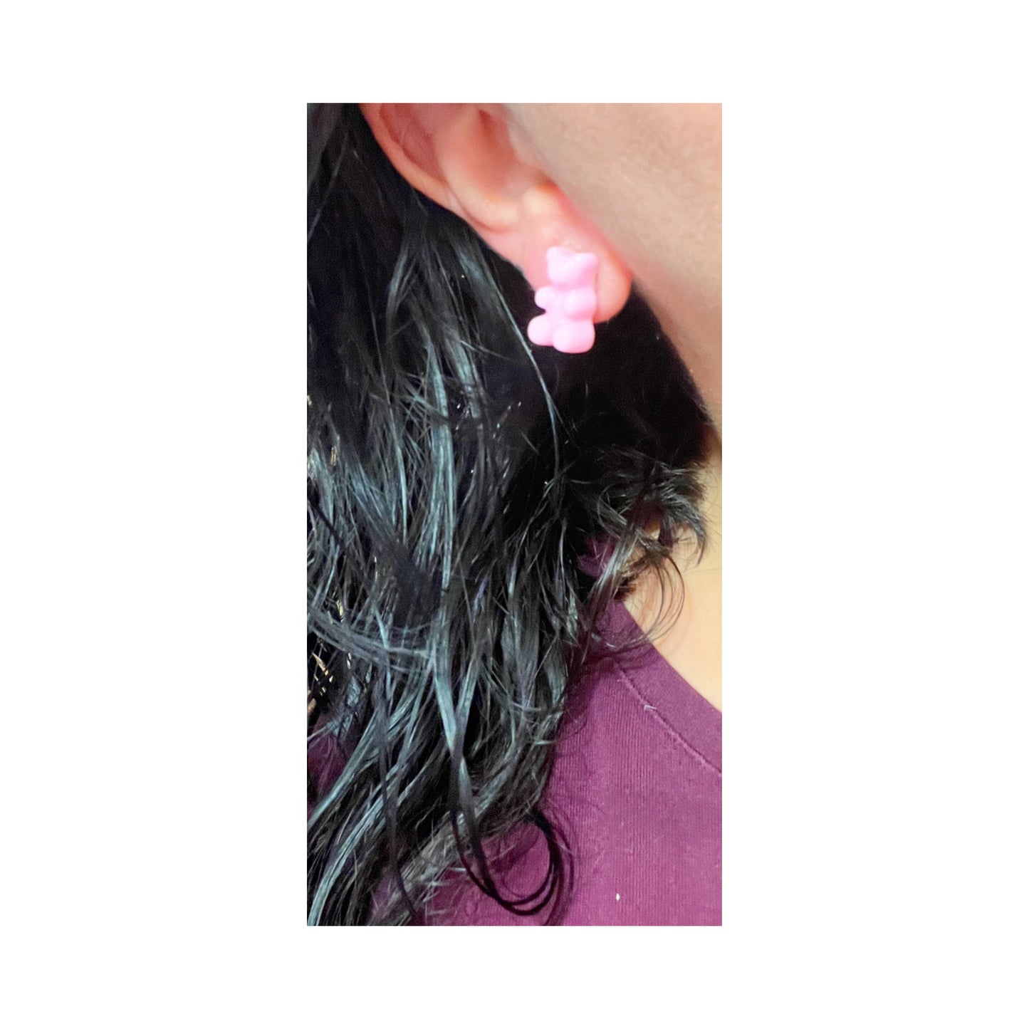 Pink Gummy Bear Post Earrings