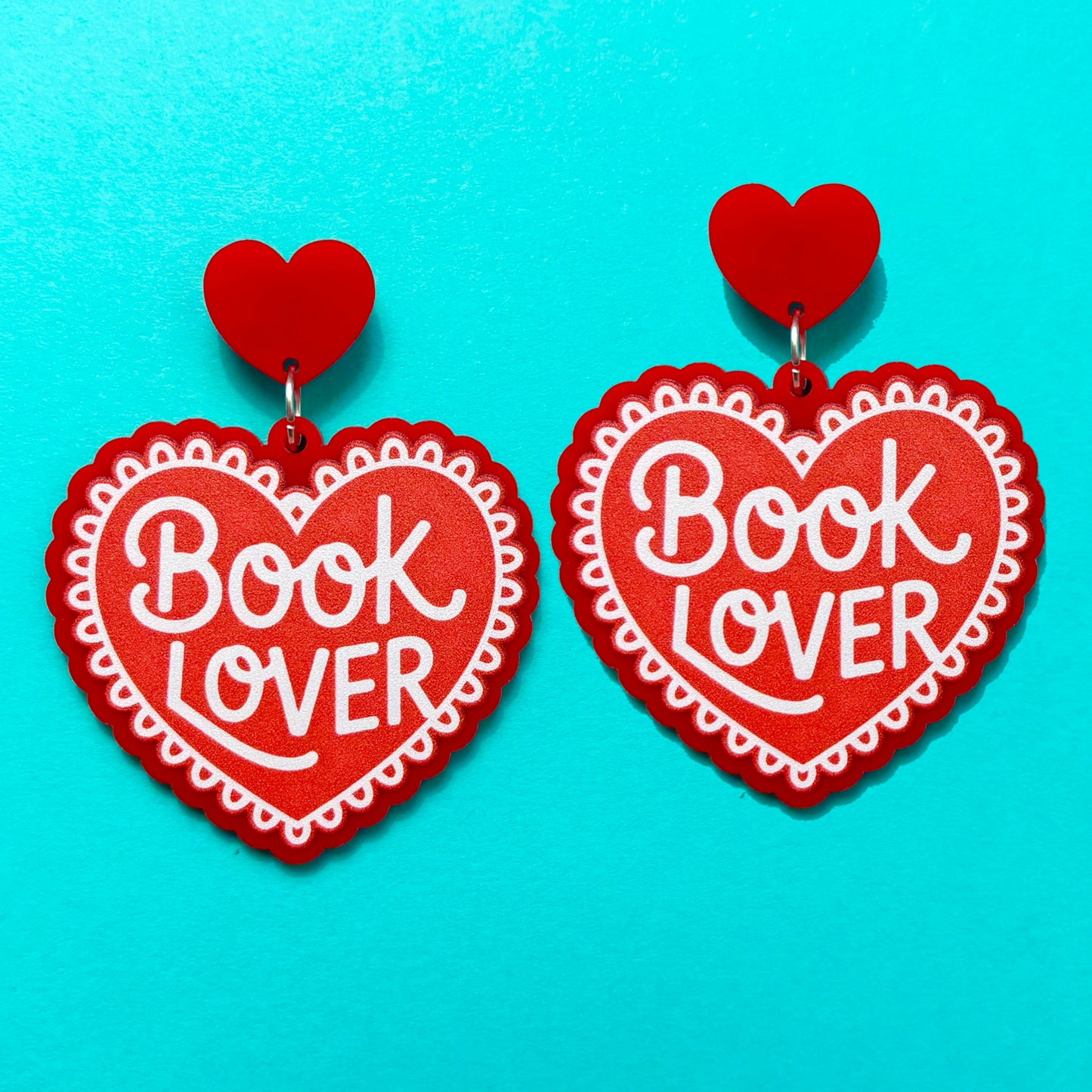 Book Lover Heart Drop Earrings