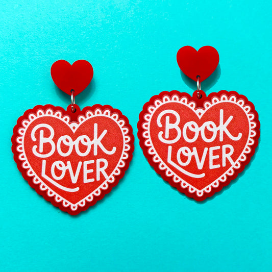 Book Lover Heart Drop Earrings