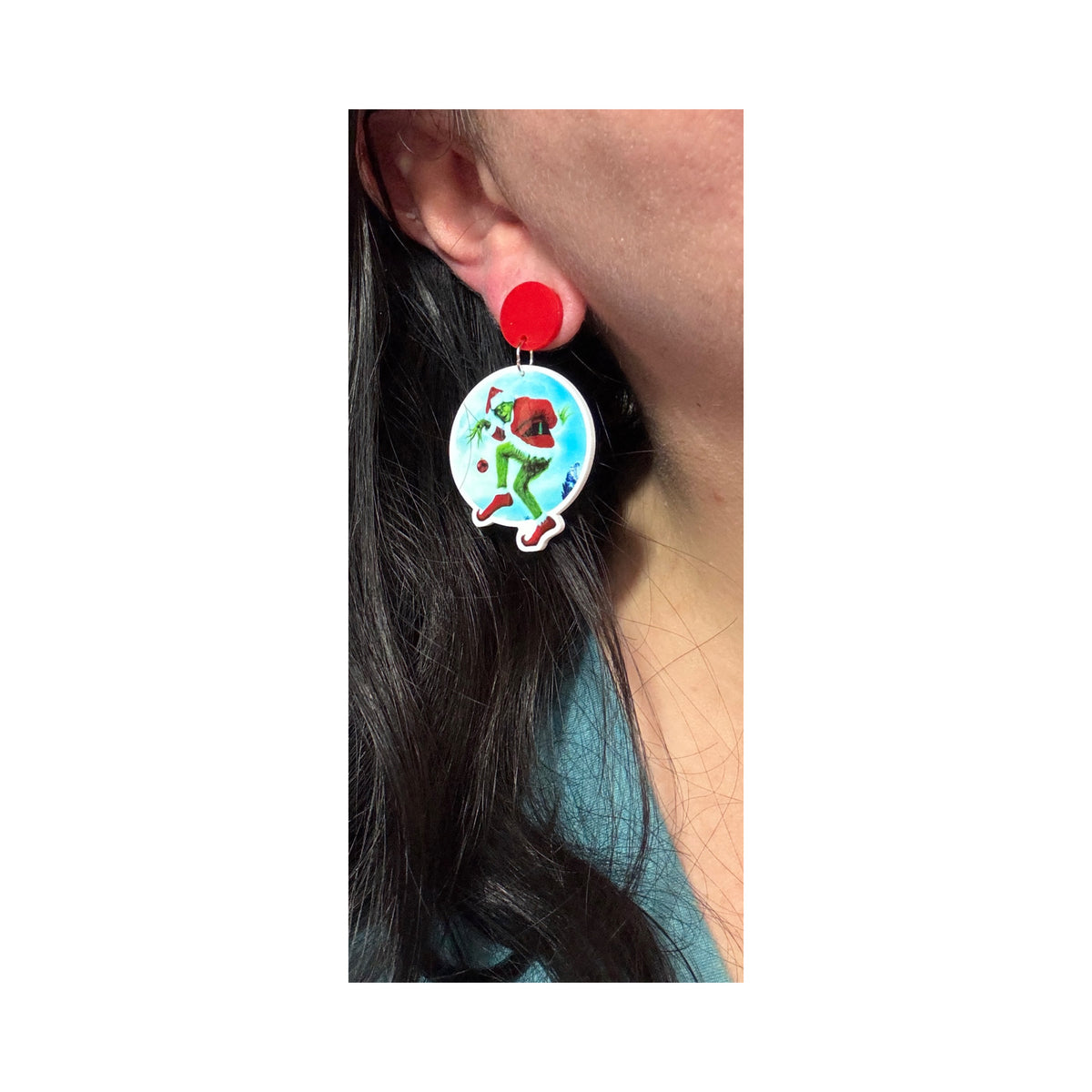 2000s Grinch Moon Drop Earrings
