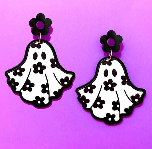 Groovy Ghost Acrylic Drop Earrings