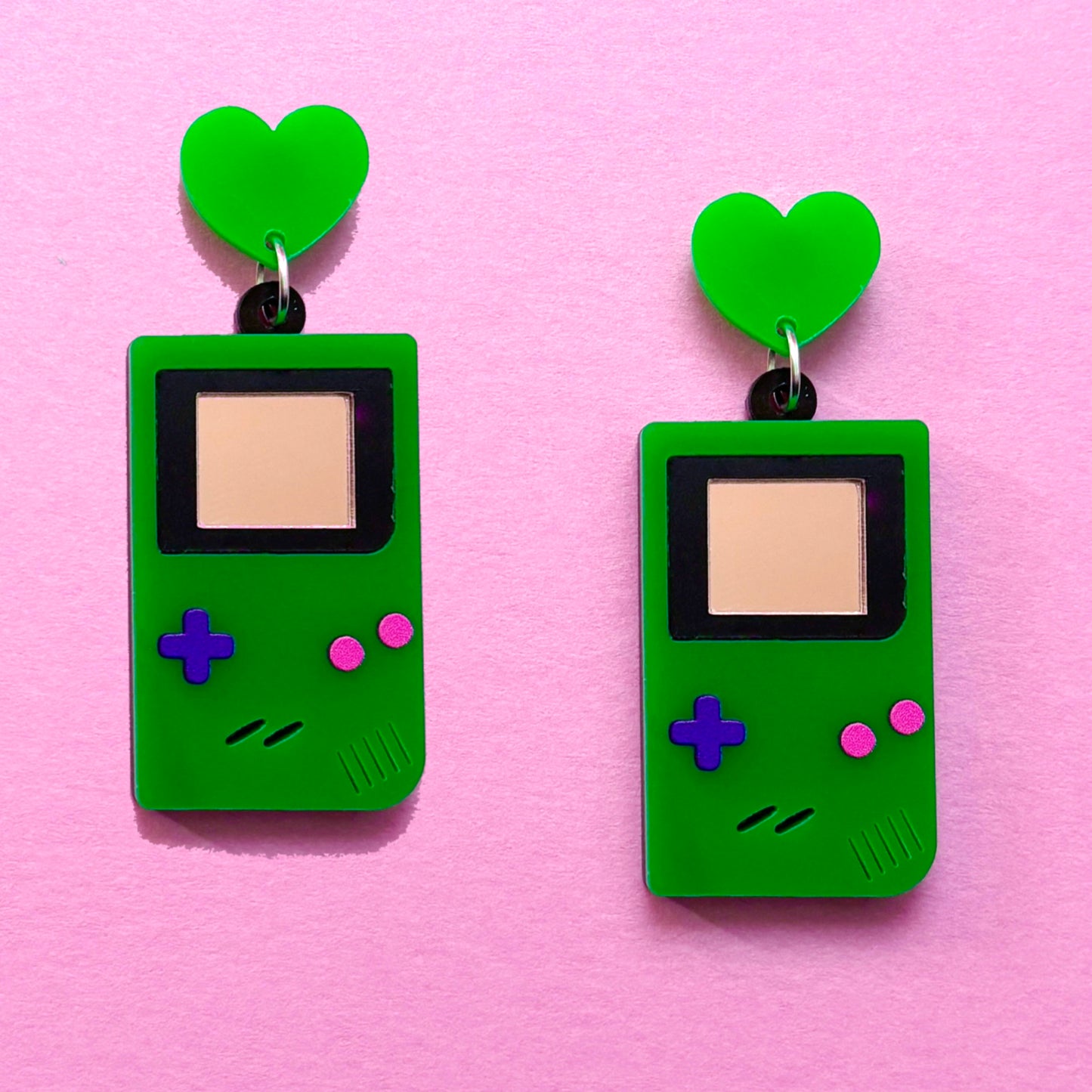 Green Gameboy Drop Earrings