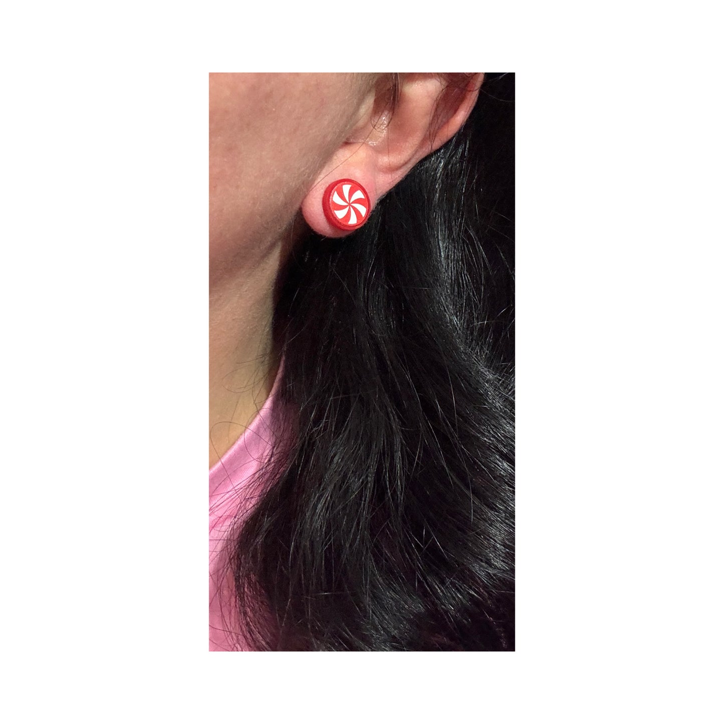 Red Peppermint Post Earrings
