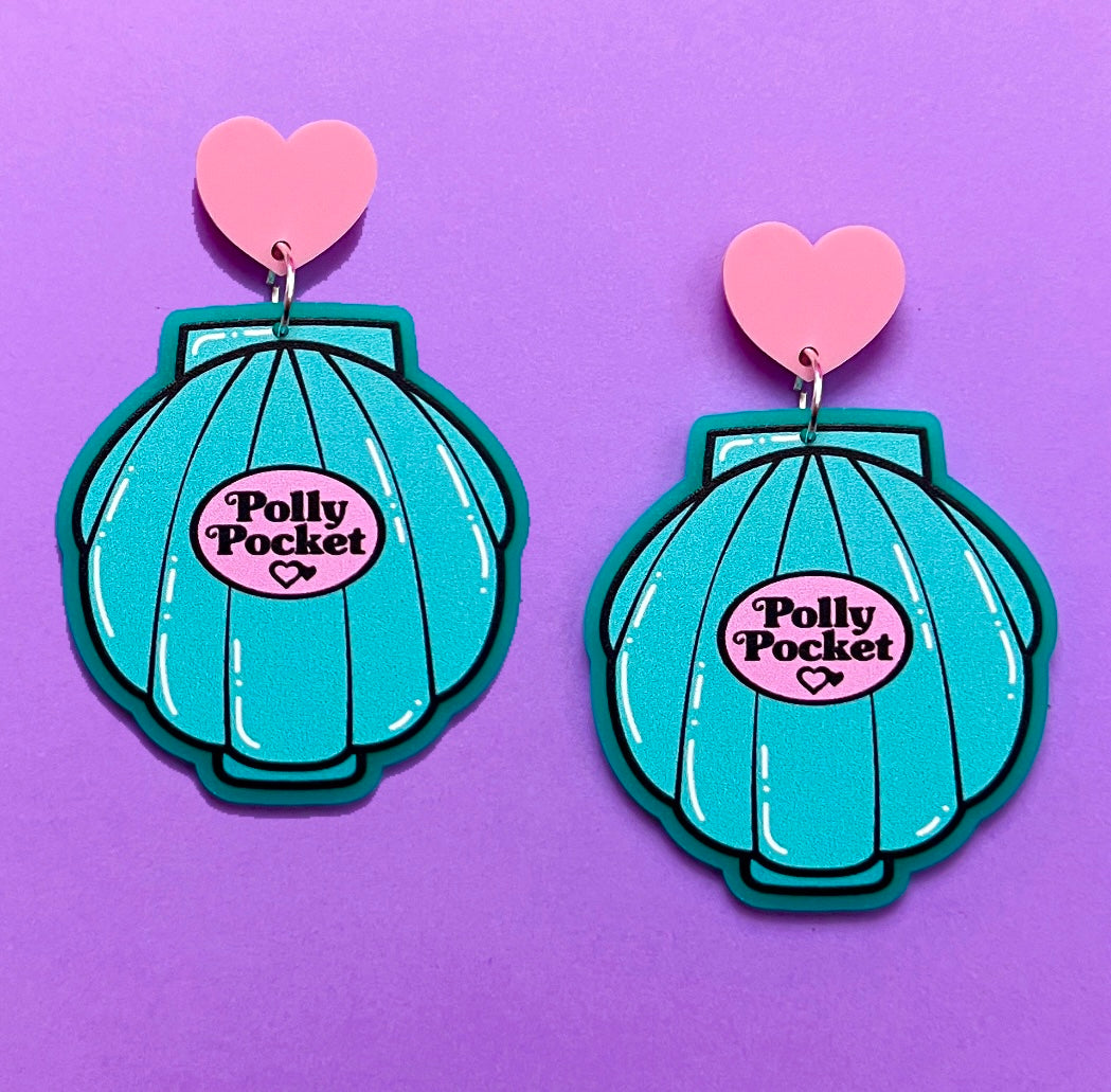 Aqua Shell Pocket Drop Earrings