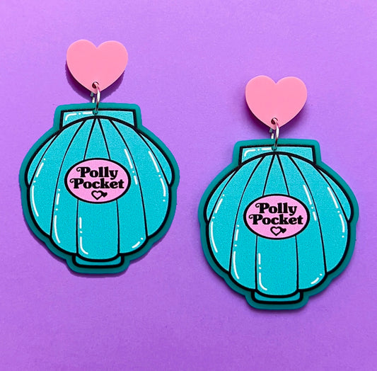 Aqua Shell Pocket Drop Earrings