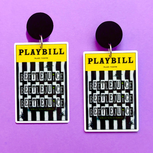 Beetlejuice Theater Program Drop Earrings