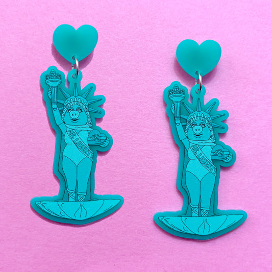 Piggy Statue Drop Earrings