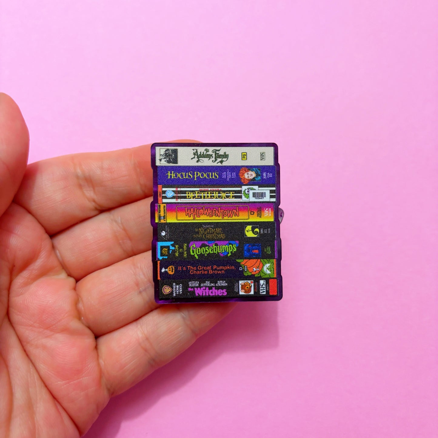 Halloween Movie VHS Stack Pin