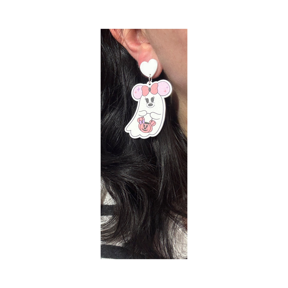 Pastel Mouse Ghost Couple Drop Earrings