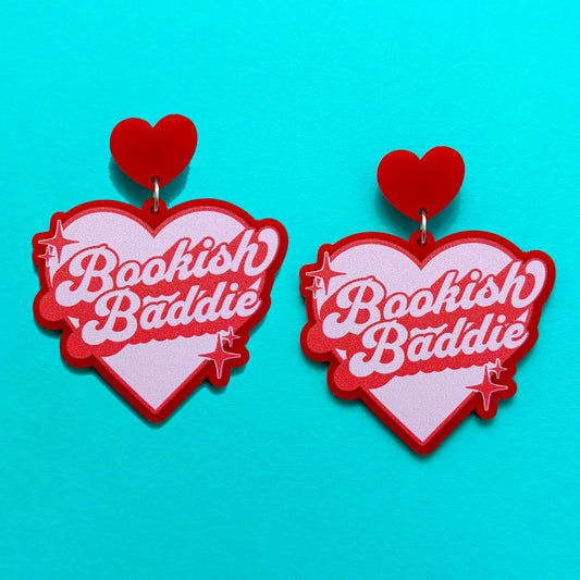 Bookish Baddie Heart Drop Earrings