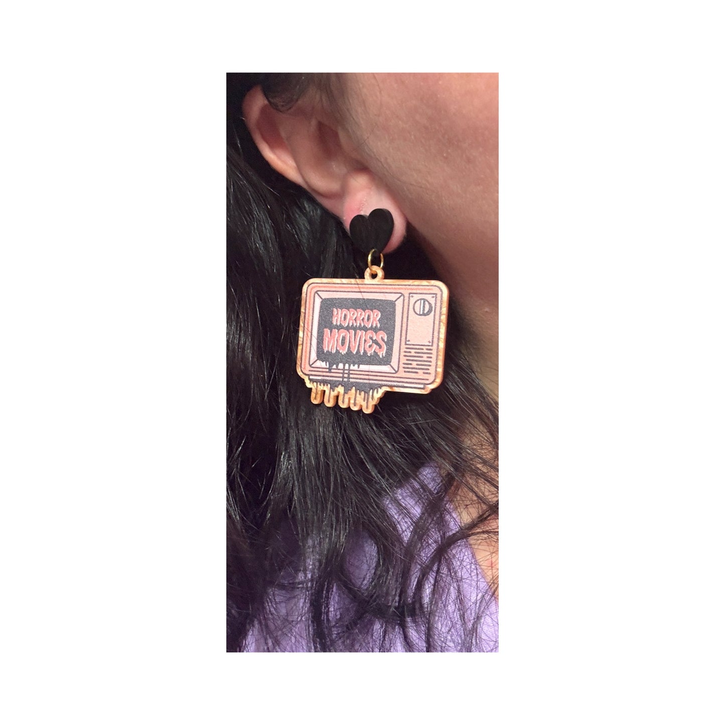 Horror Movies Retro TV Drop Earrings