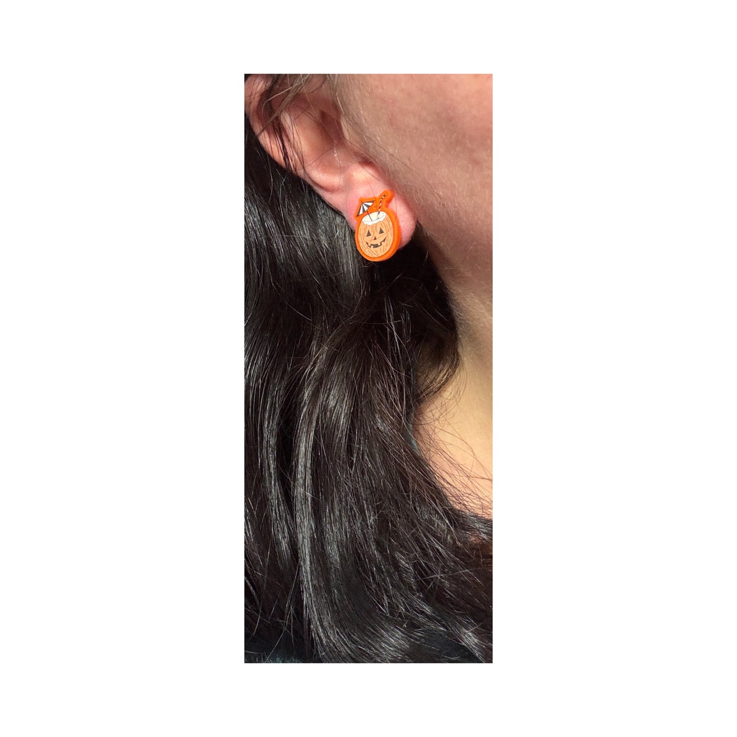 Jack-o’-lantern Coconut Cocktail Post Earrings