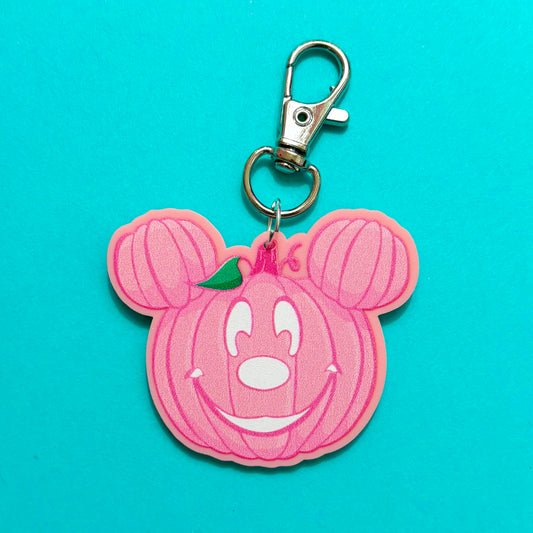 Pink Mouse Pumpkin Keychain