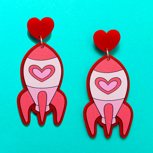 Retro Sweetheart Spaceship Drop Earrings