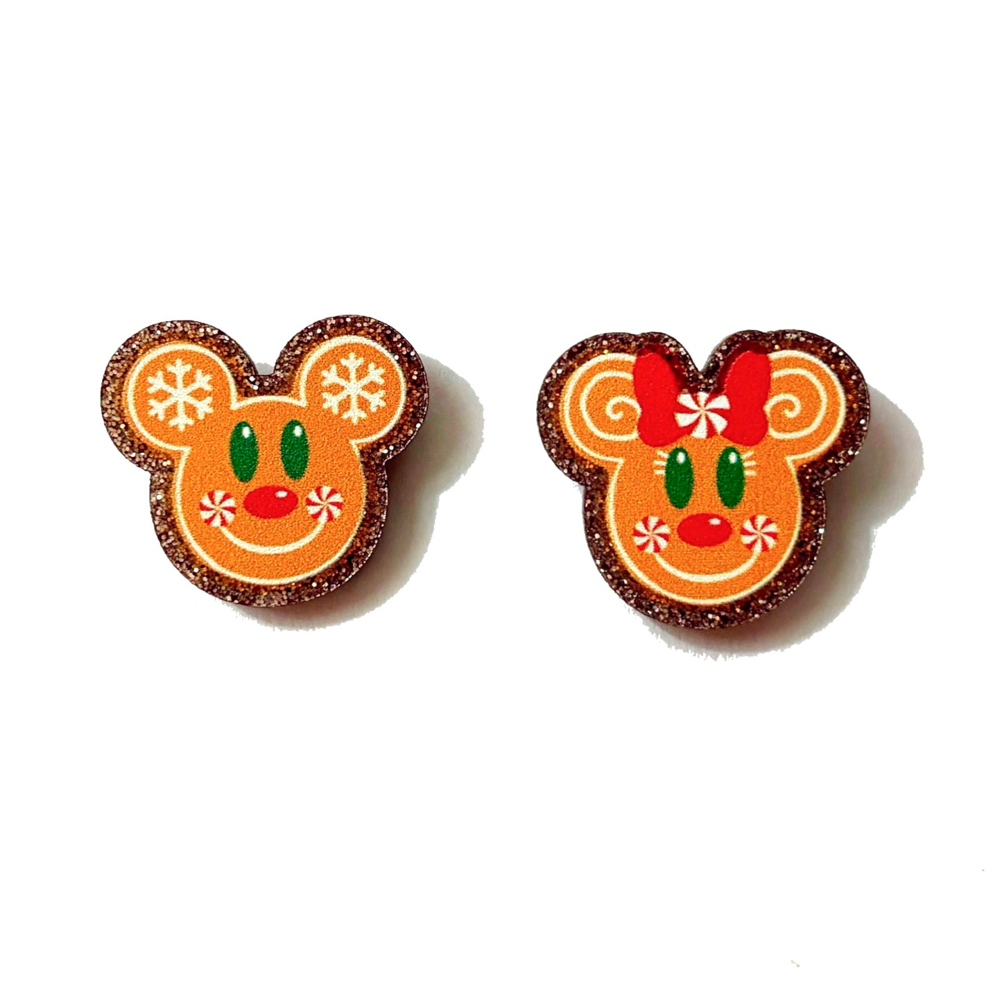 Mouse Peppermint Gingerbread Head Post Earrings