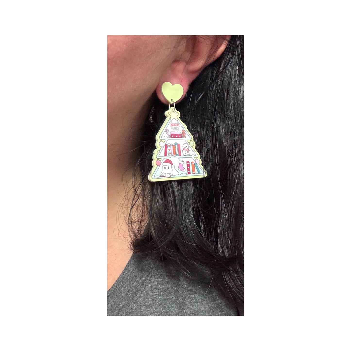 Christmas Tree Bookcase Drop Earrings