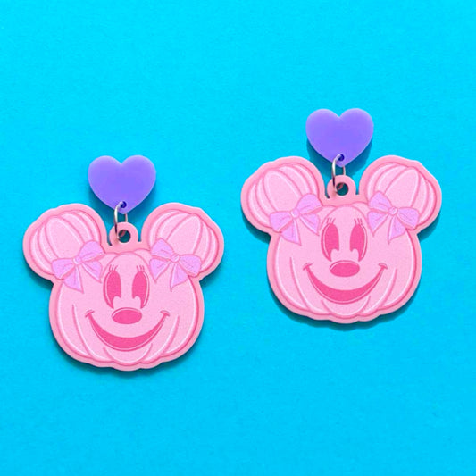 Pastel Coquette Mouse Pumpkin Drop Earrings