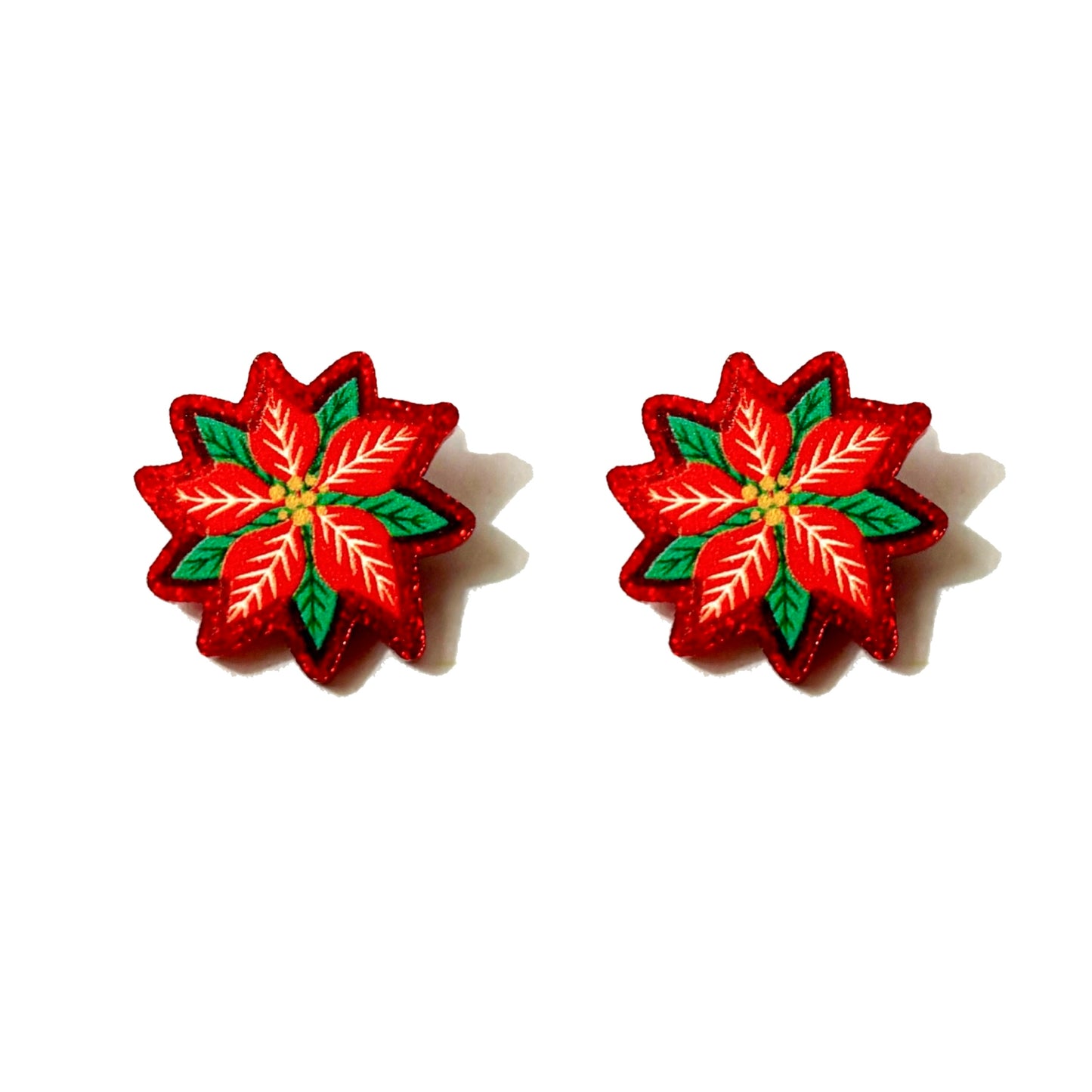 Poinsettia Sparkle Post Earrings