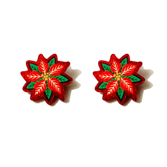 Poinsettia Sparkle Post Earrings